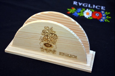 Serwetnik drewniany z motywem kwiatowym