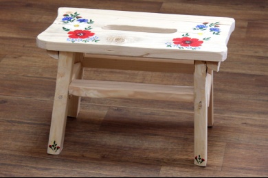 Stołek drewniany ręcznie malowany